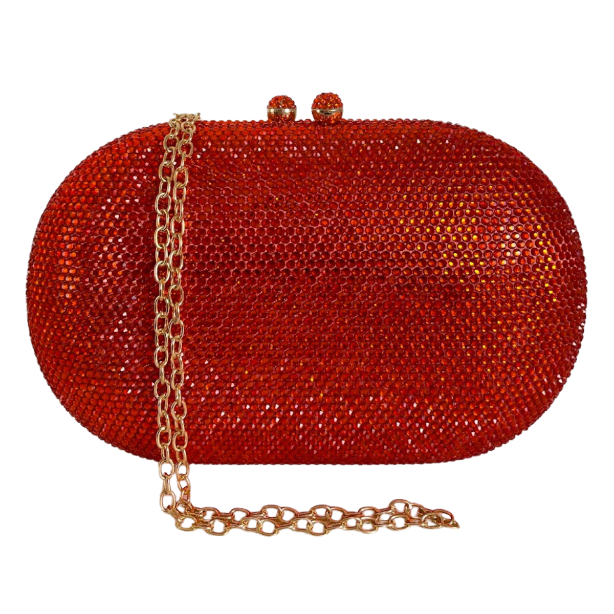 Bolsa Festa Clutch Pedraria Strass Oval Laranja