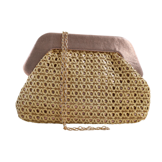 Bolsa Pouch Festa Clutch Palha Bege