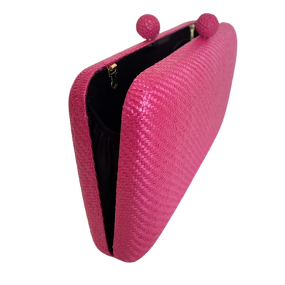 Bolsa de Festa Clutch Palha Rosa