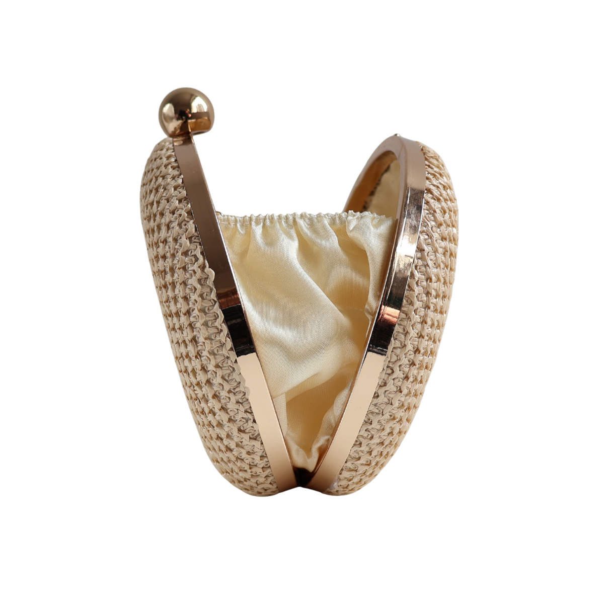 Bolsa Clutch Festa Oval Palha Bege Claro