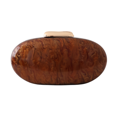 Bolsa Clutch Festa Acrílico Oval Marrom