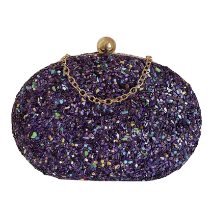 Bolsa Festa Clutch Pedraria Violeta Escuro Oval