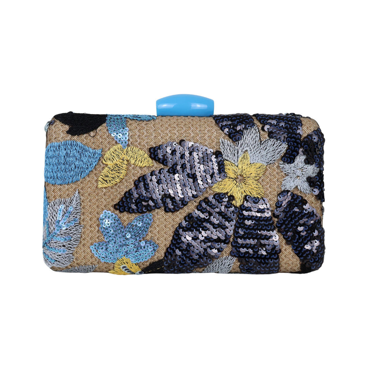 Bolsa Clutch Festa Bordada Flores Azul