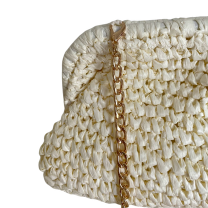 Bolsa de Praia Festa Clutch Palha Sintética Off White