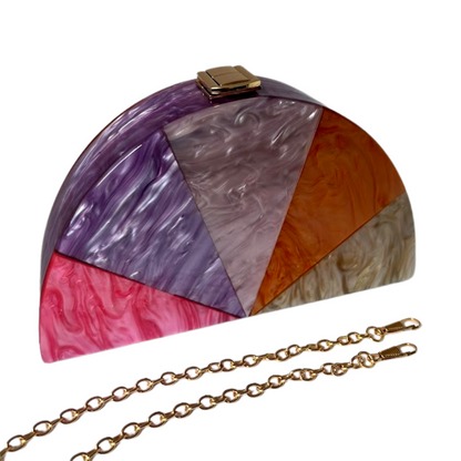 Bolsa de Festa Clutch Meia Lua Pérola Violeta