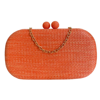 Bolsa de Festa Clutch Oval Palha Laranja