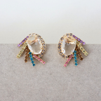 Brinco Dourado e Cristal Colorido - Semijoia