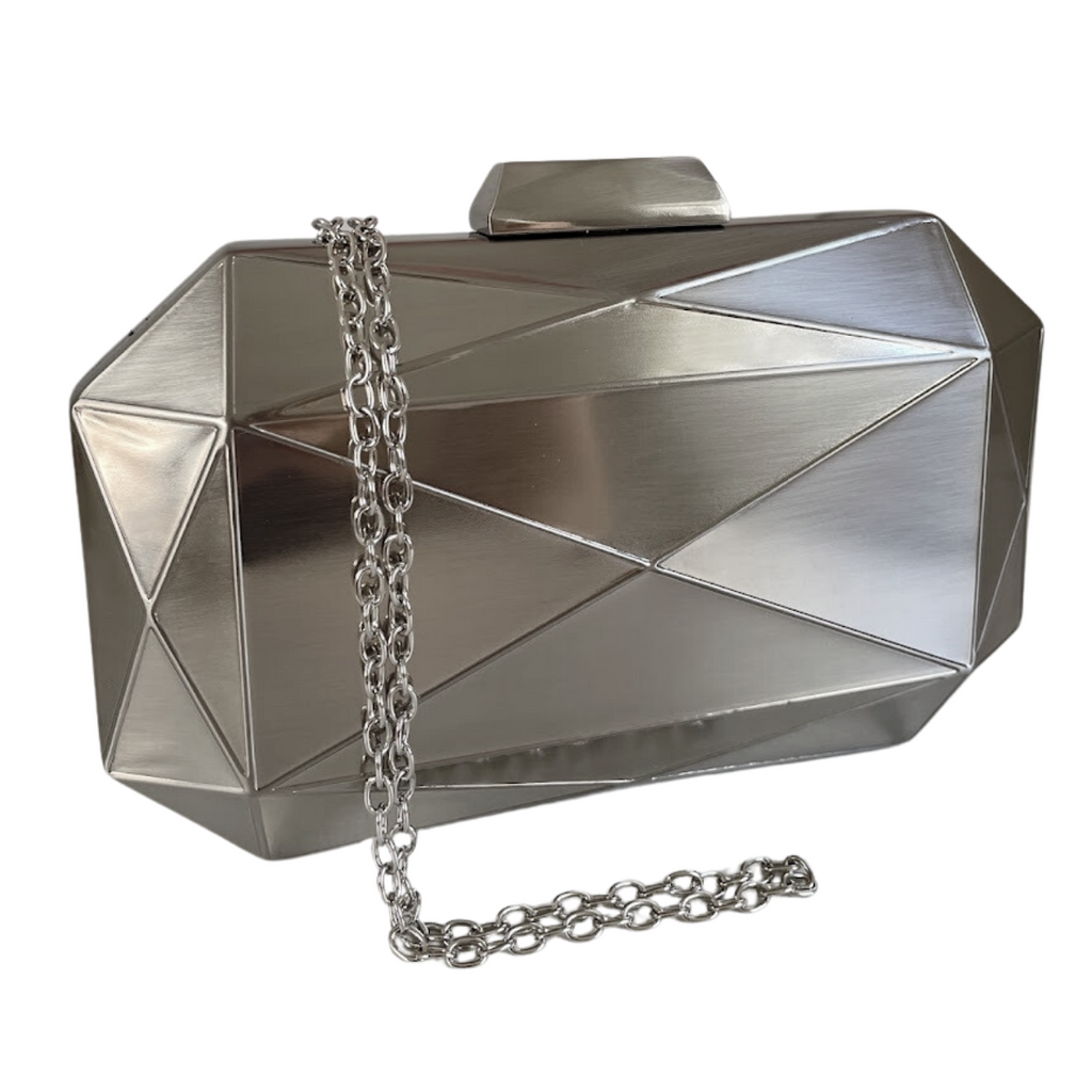 Bolsa Festa Clutch Metal Escovado Prata - ReUse