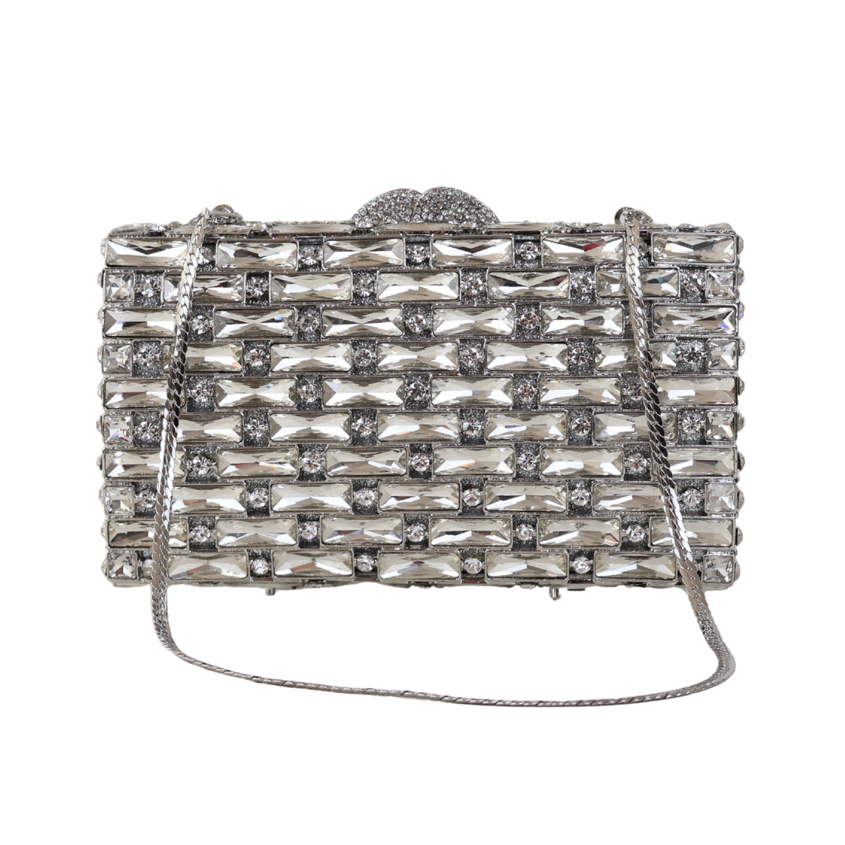 Bolsa Festa Clutch Pedraria Strass Prata