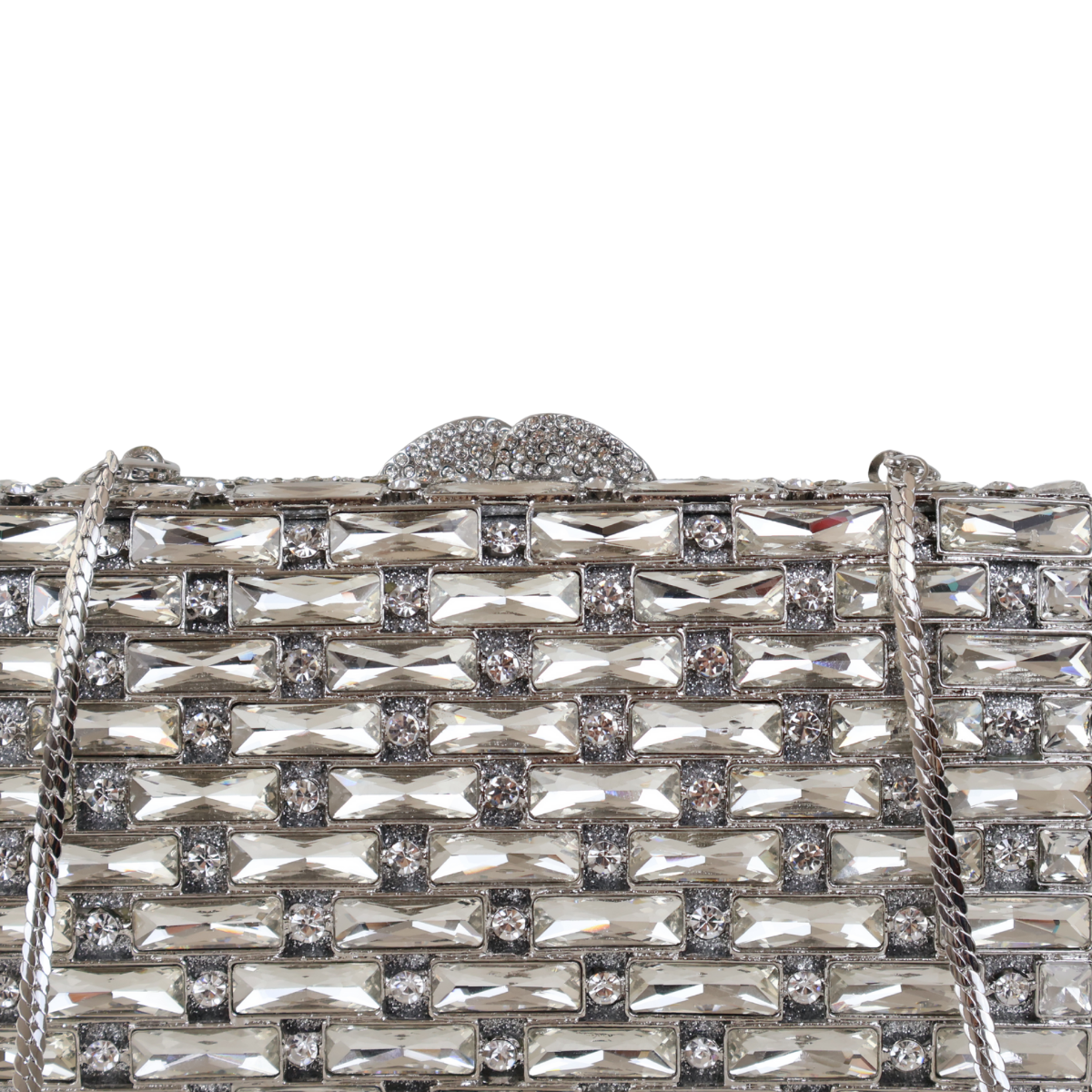 Bolsa Festa Clutch Pedraria Strass Prata