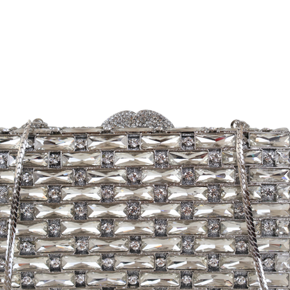 Bolsa Festa Clutch Pedraria Strass Prata