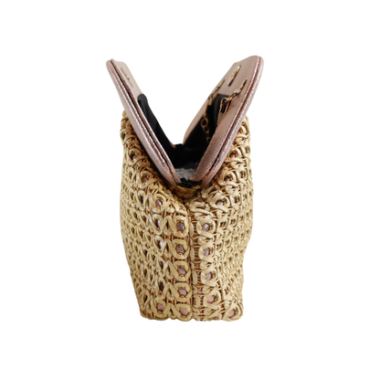 Bolsa Pouch Festa Clutch Palha Bege