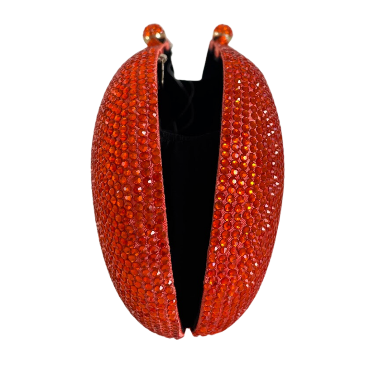 Bolsa Festa Clutch Pedraria Strass Oval Laranja