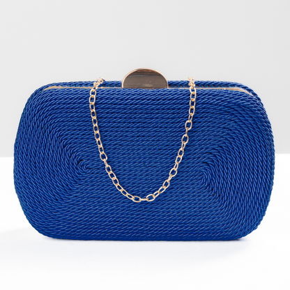 Bolsa de Festa Clutch Corda Trançada Azul Royal