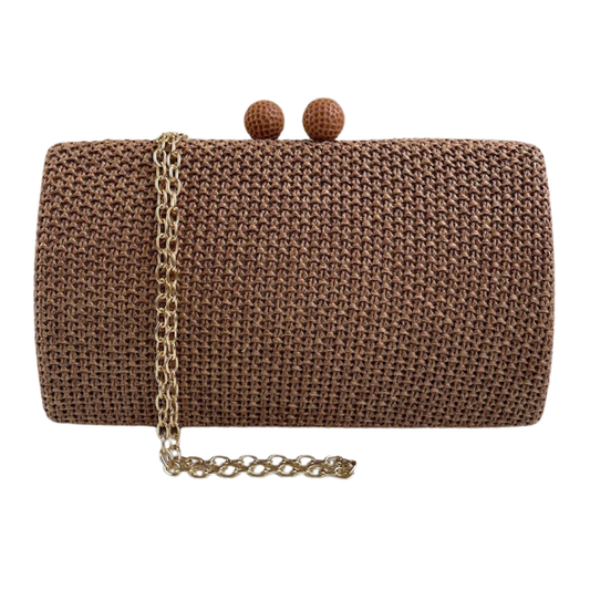 Bolsa Festa Clutch Palha Marrom