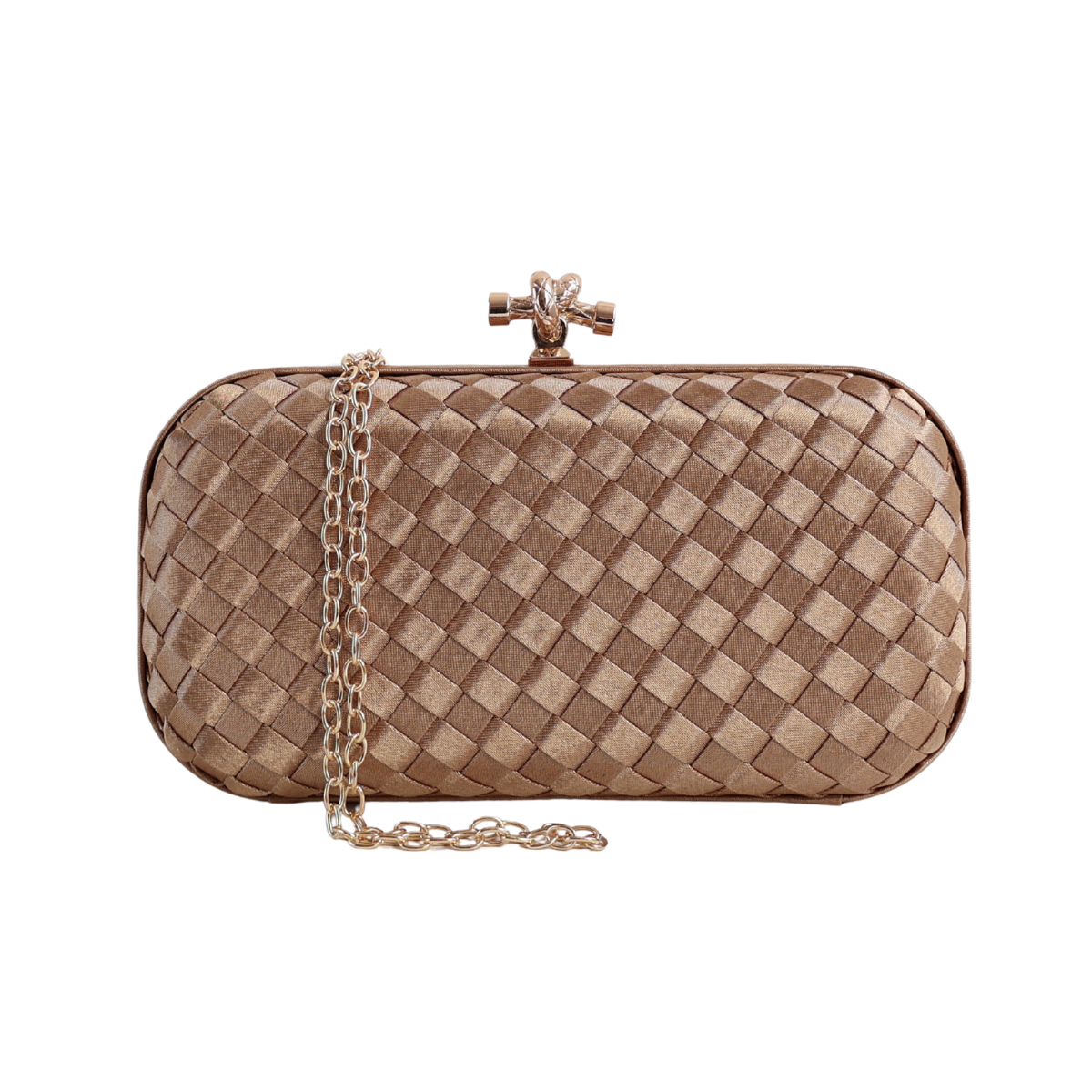 Clutch Tressê Cetim Inspired Pequena Dourado Escuro - ReUse