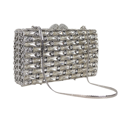 Bolsa Festa Clutch Pedraria Strass Prata
