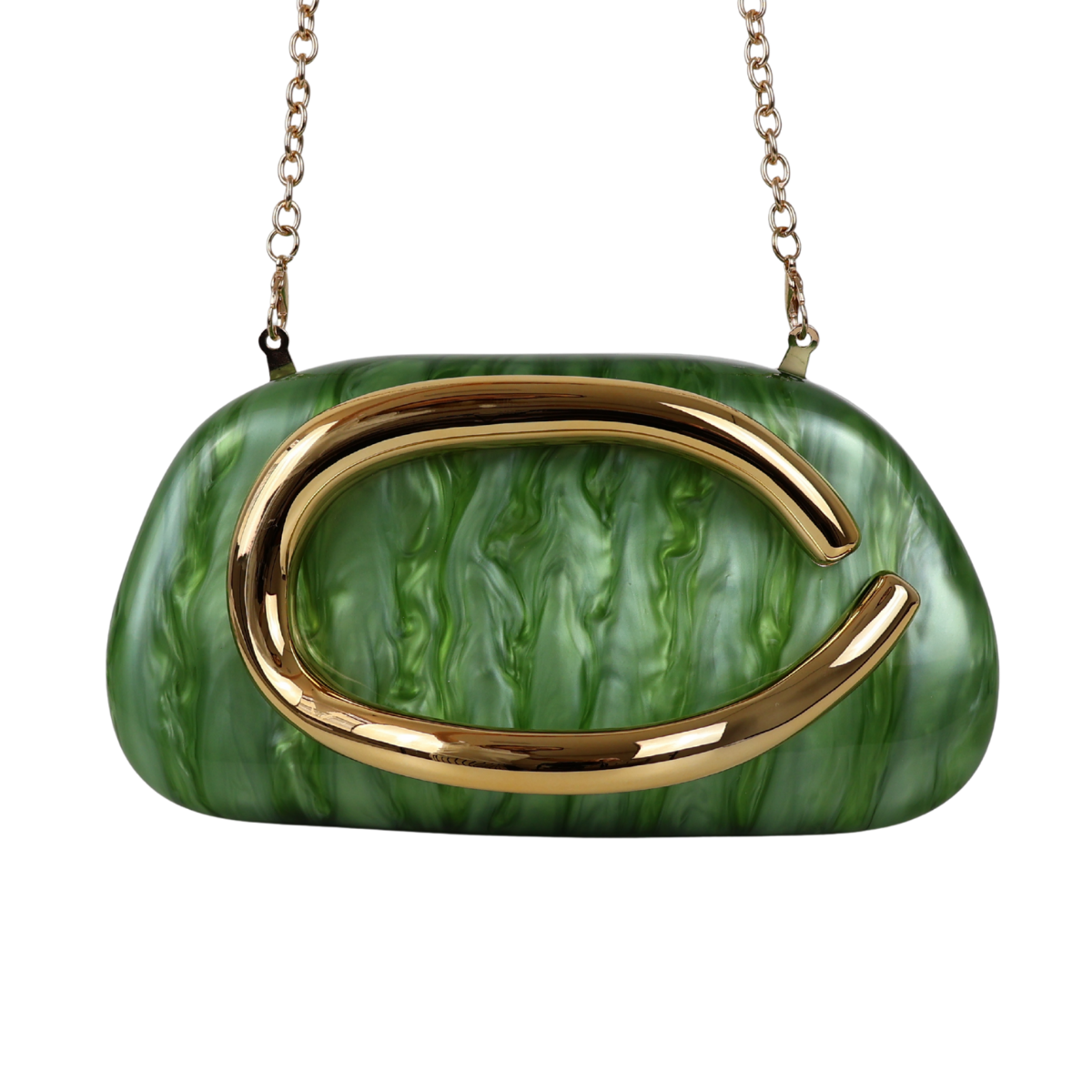 Bolsa de Festa Clutch Acrílico Perolada Verde