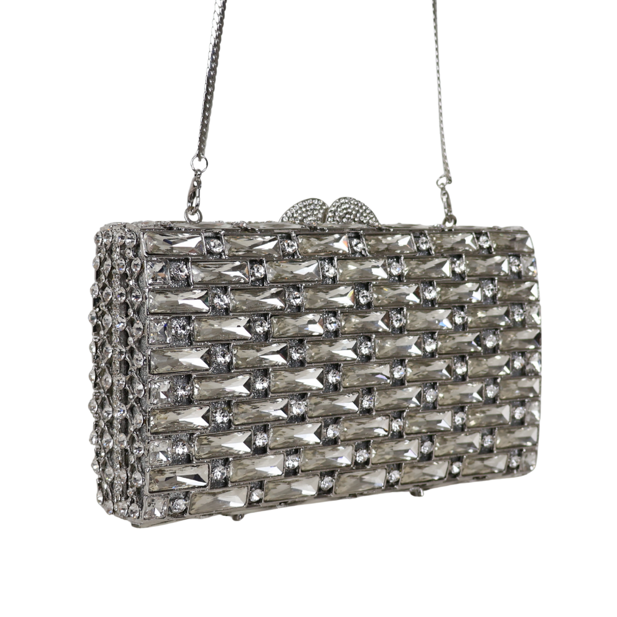Bolsa Festa Clutch Pedraria Strass Prata