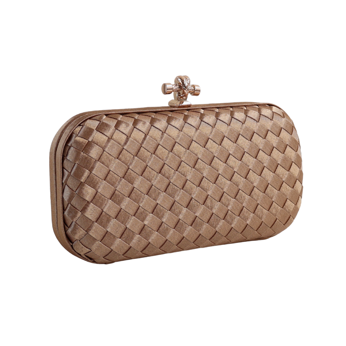Clutch Tressê Cetim Inspired Pequena Dourado Escuro - ReUse