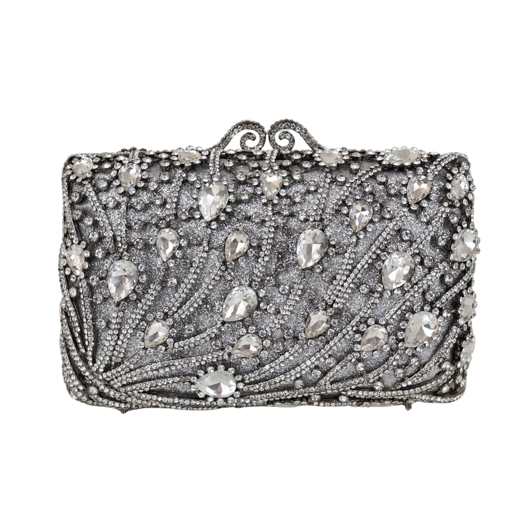 Bolsa Festa Clutch Pedraria Strass Prata