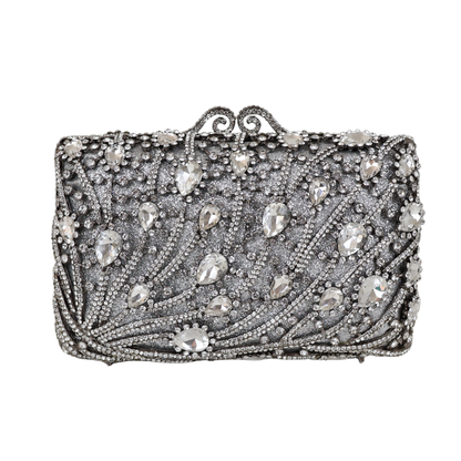 Bolsa Festa Clutch Pedraria Strass Prata