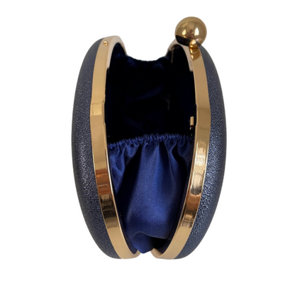 Bolsa de Festa Clutch Oval Azul Marinho