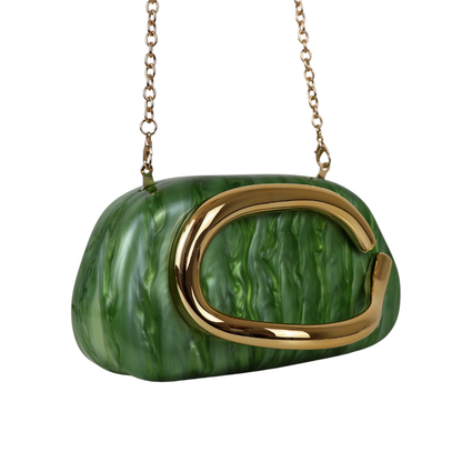 Bolsa de Festa Clutch Acrílico Perolada Verde