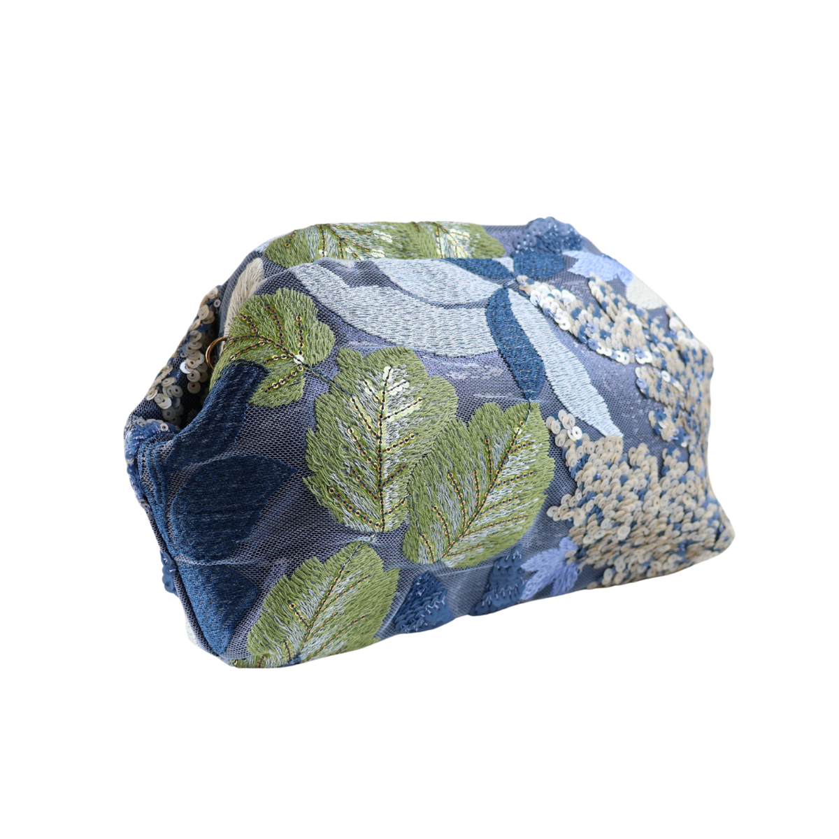 Bolsa Pouch Festa Clutch Flores Bordadas Azul