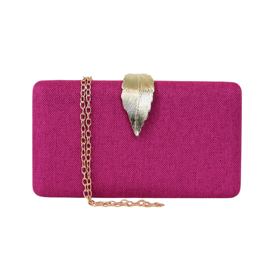 Bolsa Clutch Festa Fecho de Folha Fúcsia