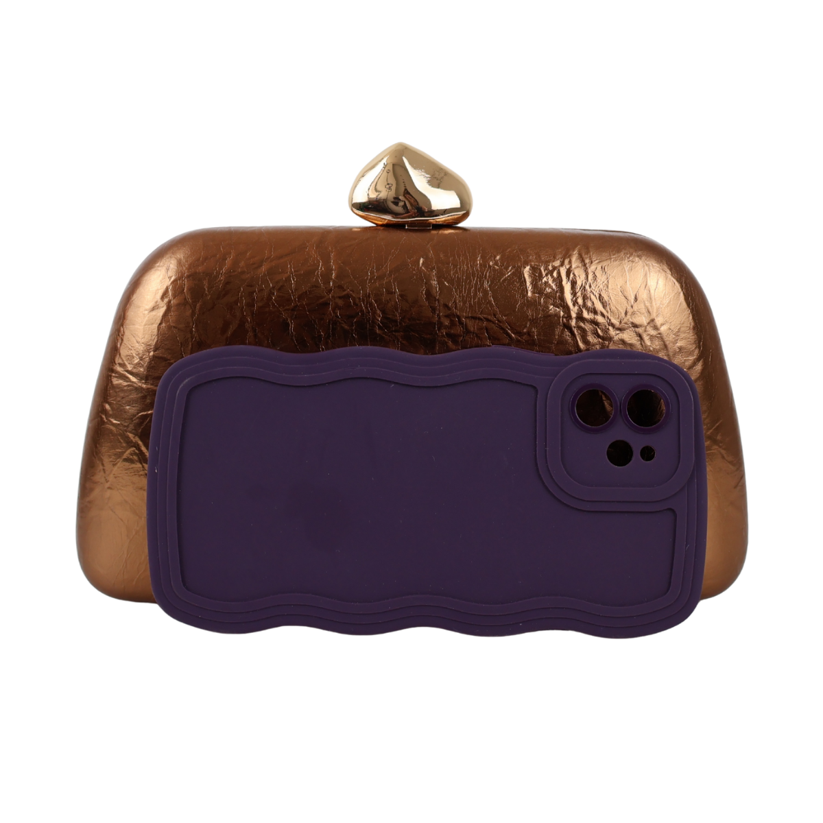 Bolsa Festa Clutch Metalizada Bronze