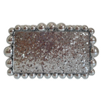 Bolsa de Festa Clutch Acrílico Bolas Brilhantes Prateada - ReUse
