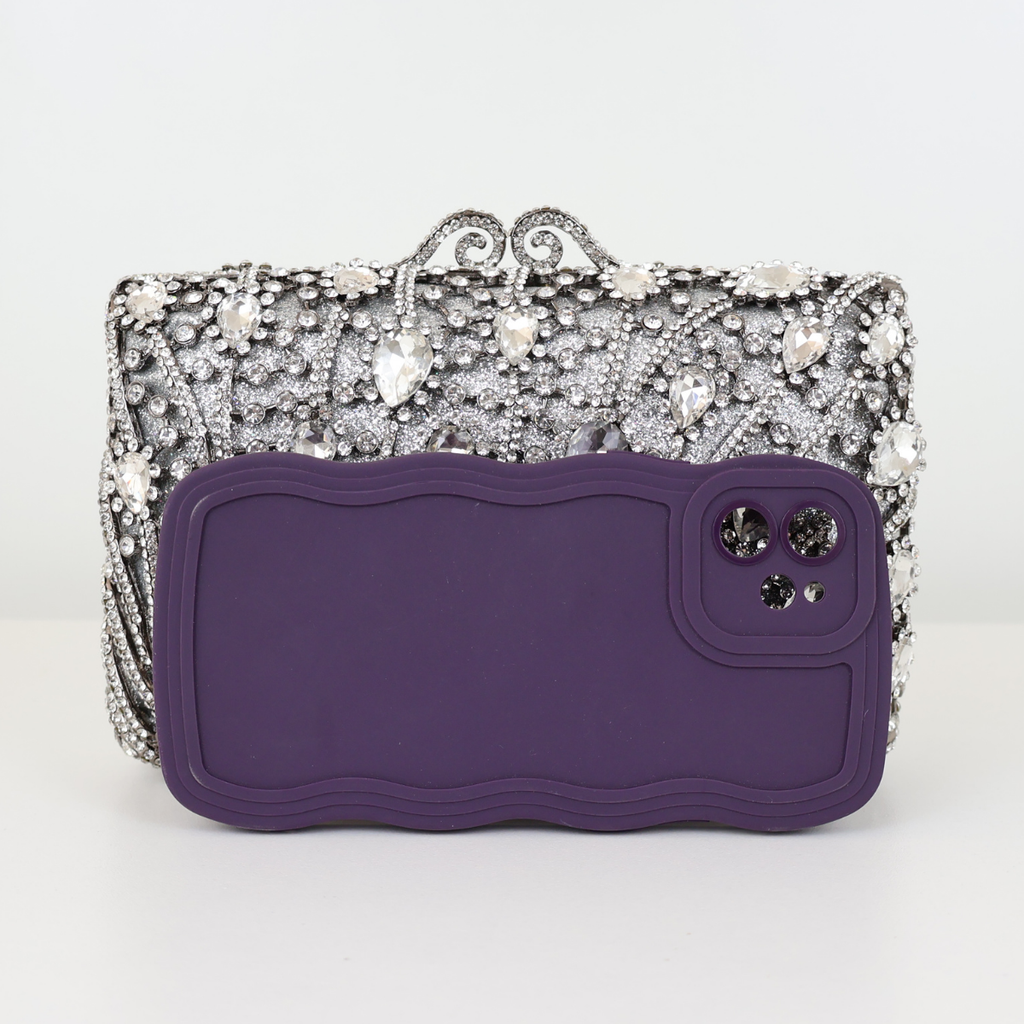 Bolsa Festa Clutch Pedraria Strass Prata