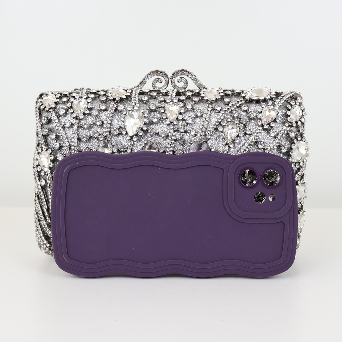 Bolsa Festa Clutch Pedraria Strass Prata