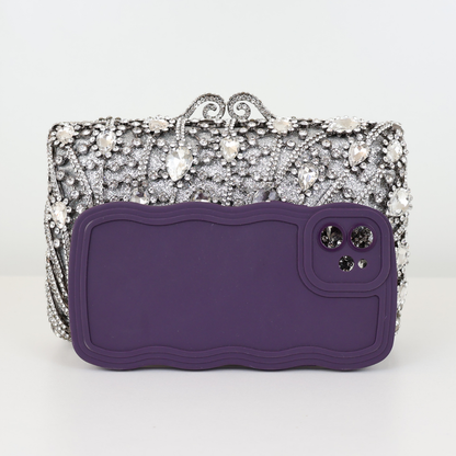 Bolsa Festa Clutch Pedraria Strass Prata