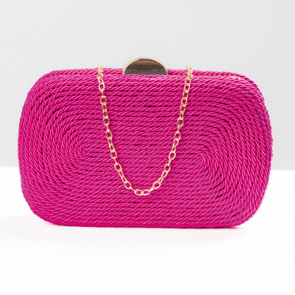 Bolsa de Festa Clutch Corda Trançada Rosa Pink