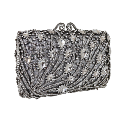 Bolsa Festa Clutch Pedraria Strass Prata