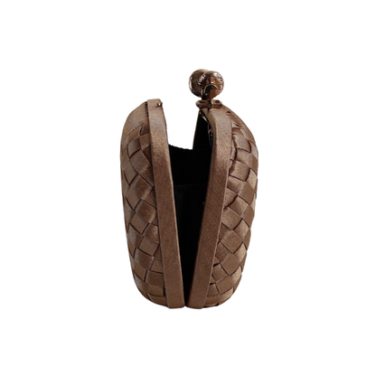 Clutch Tressê Cetim Inspired Pequena Dourado Escuro - ReUse