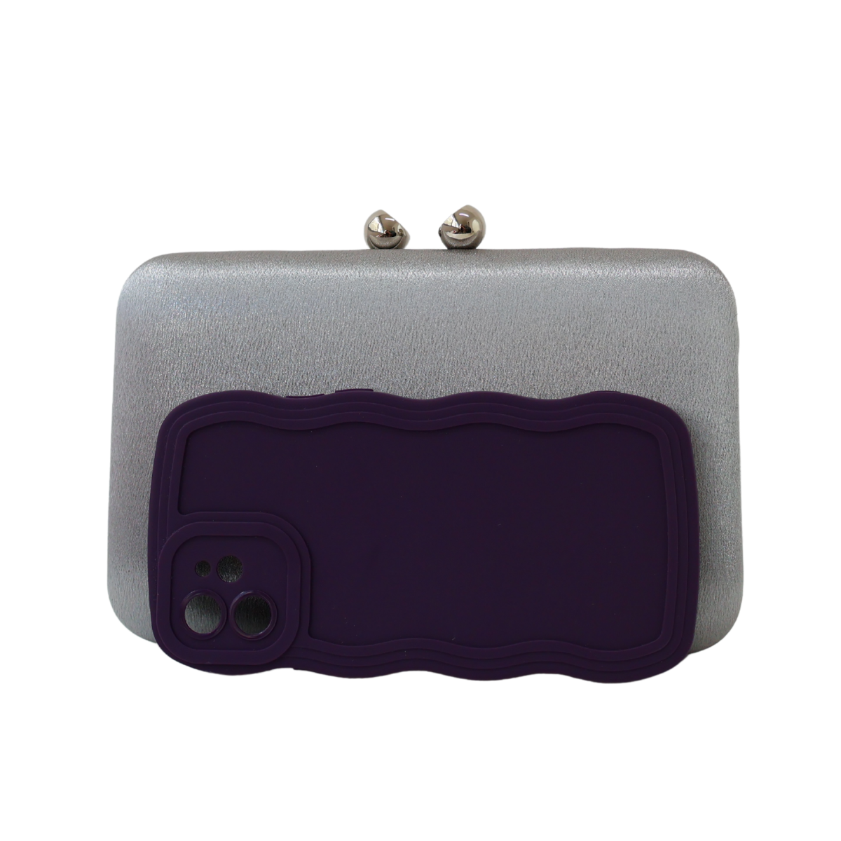 Bolsa Clutch Festa Cetim Prata