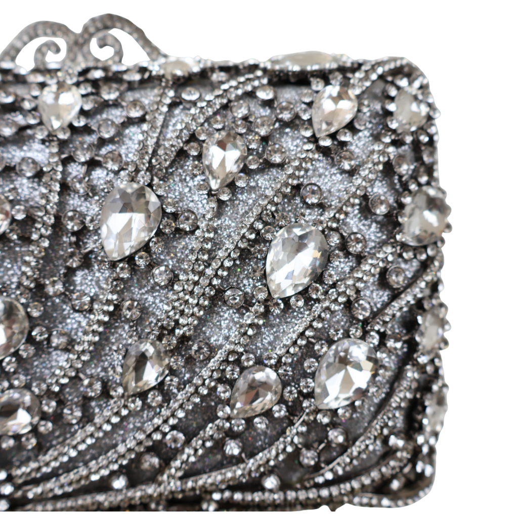 Bolsa Festa Clutch Pedraria Strass Prata
