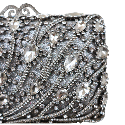 Bolsa Festa Clutch Pedraria Strass Prata