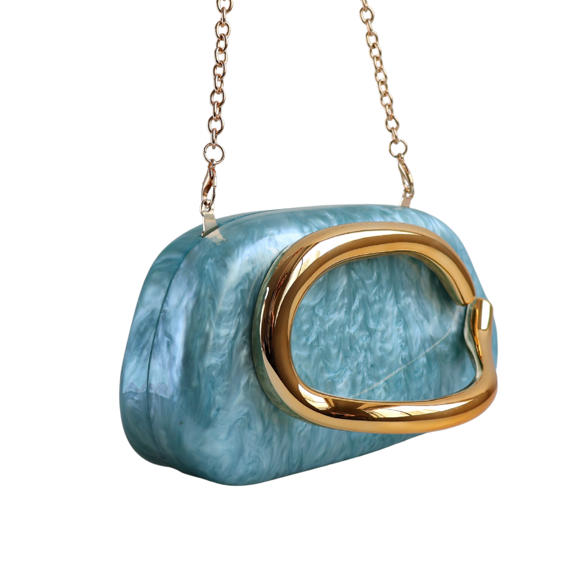 Bolsa de Festa Clutch Acrílico Perolada Azul