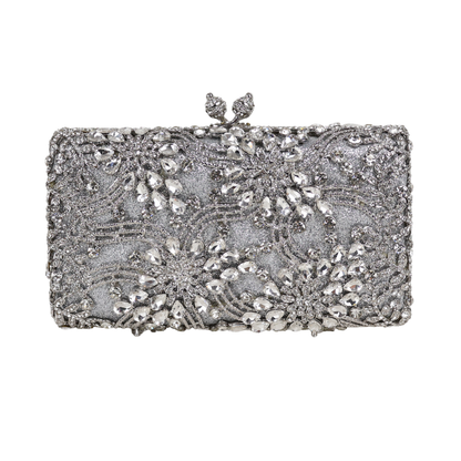 Bolsa Festa Clutch Pedraria Strass Prata