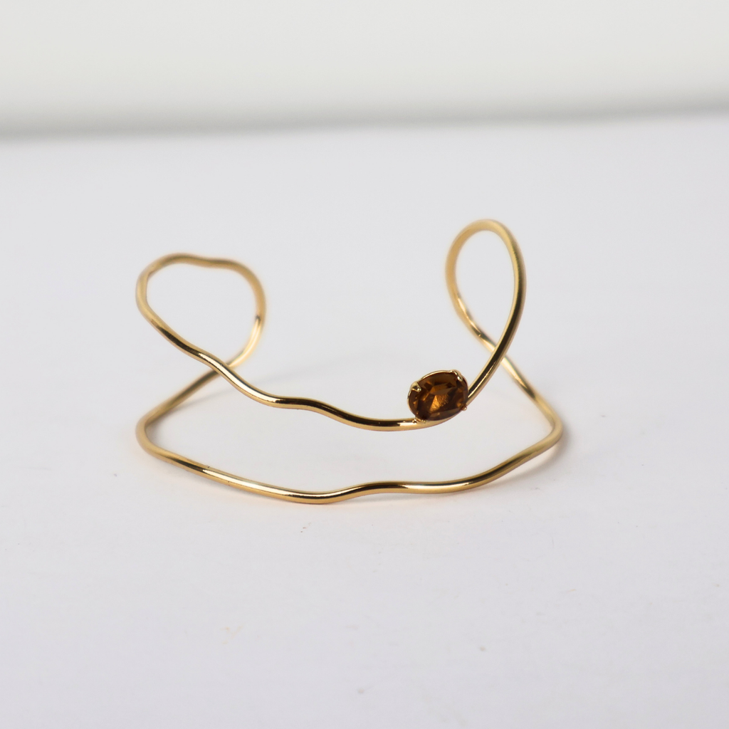 Bracelete - Dourado e Cristal Marrom - Semijoia