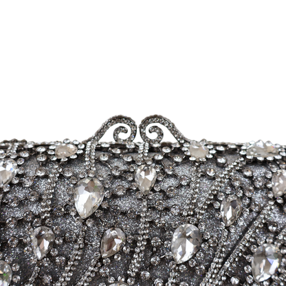Bolsa Festa Clutch Pedraria Strass Prata