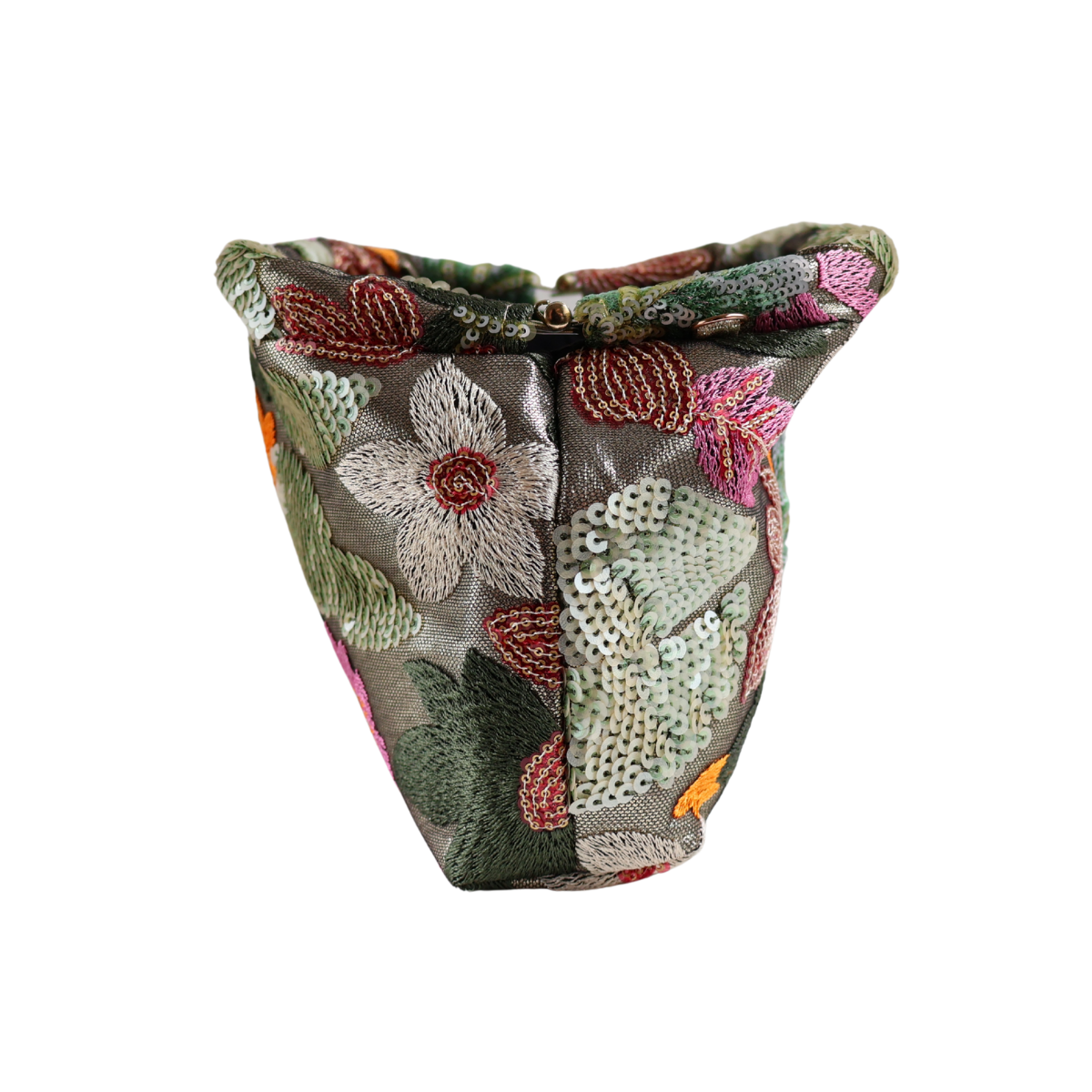 Bolsa Pouch Festa Clutch Flores Bordadas Verde Claro