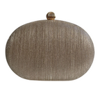 Bolsa Festa Clutch Oval Brilho Dourada