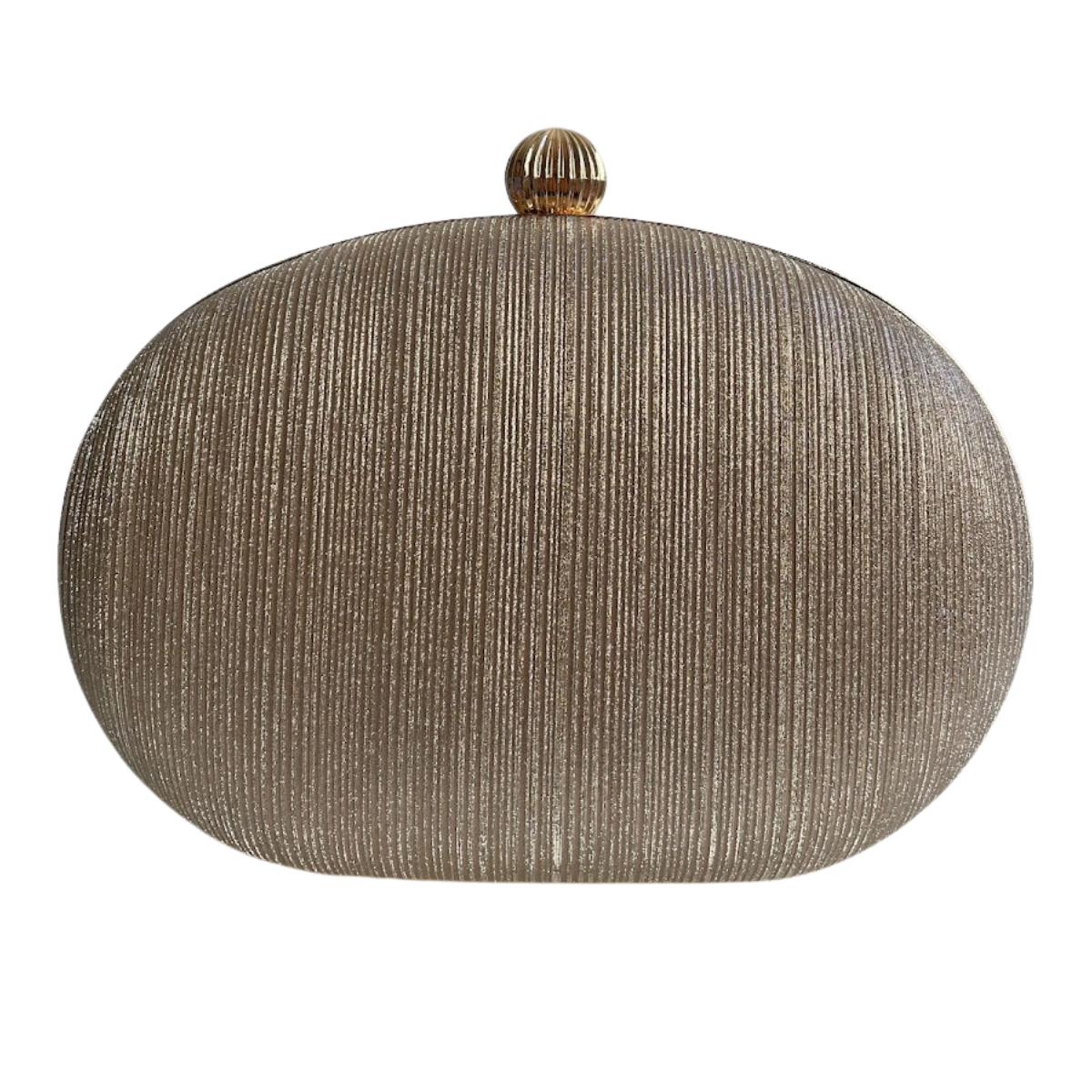 Bolsa Festa Clutch Oval Brilho Dourada