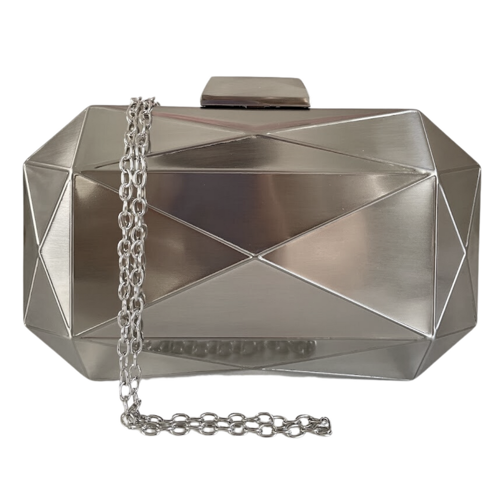 Bolsa Festa Clutch Metal Escovado Prata - ReUse