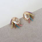 Brinco Dourado e Cristal Colorido - Semijoia